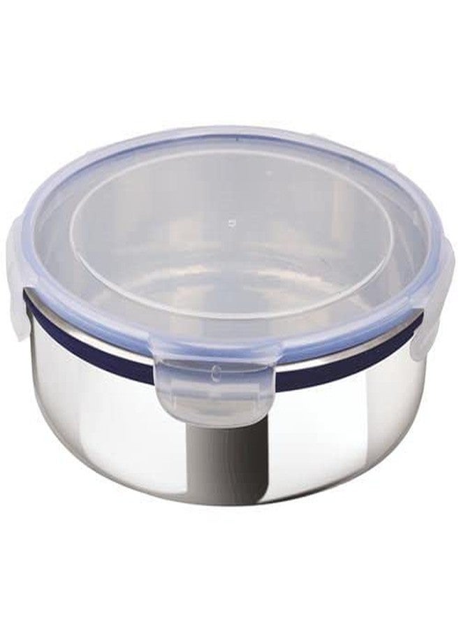 DiBha Steel Lock Stainless Steel Airtight Flat Storage Container, 500ml - Image 1